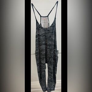 Free People Movement Hot Shot Onesie 
 Black and White Striped Women's Jumpsuit